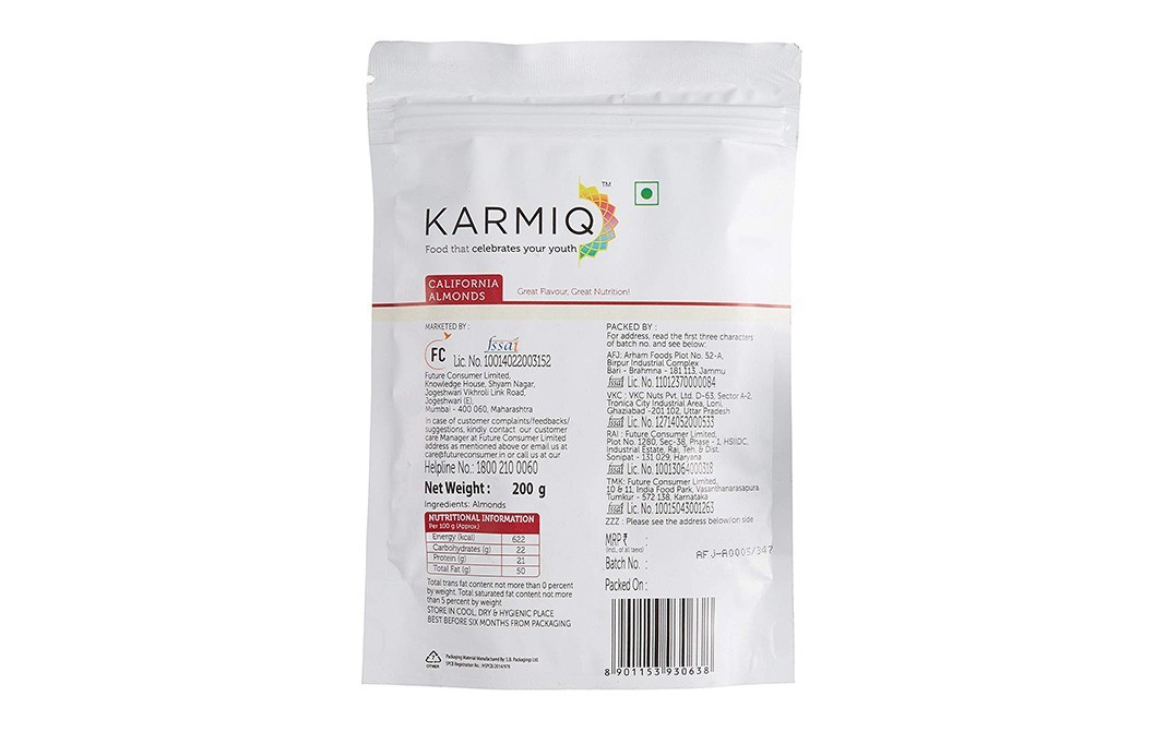 Karmiq California Almonds    Pack  200 grams